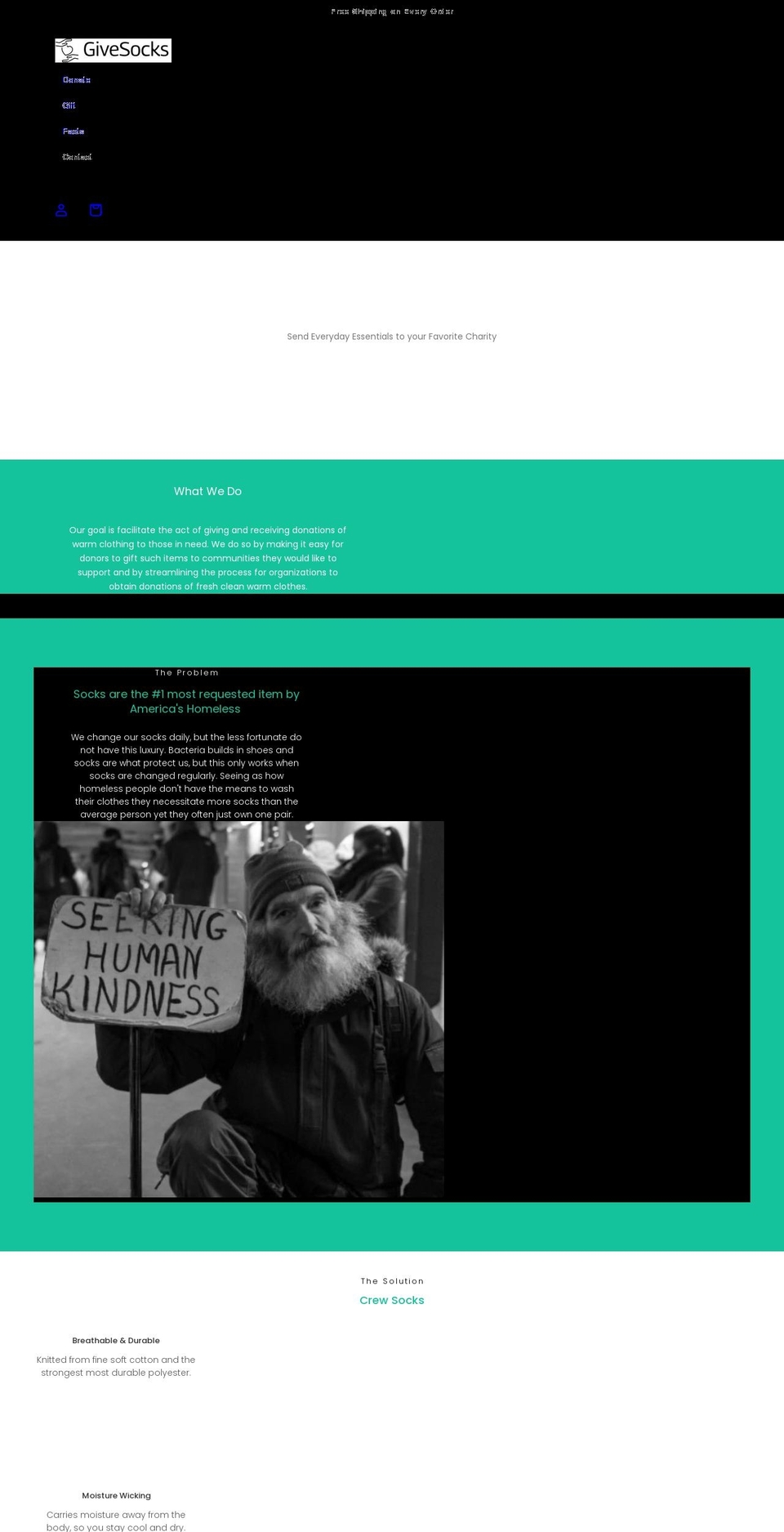 givesocks.org shopify website screenshot