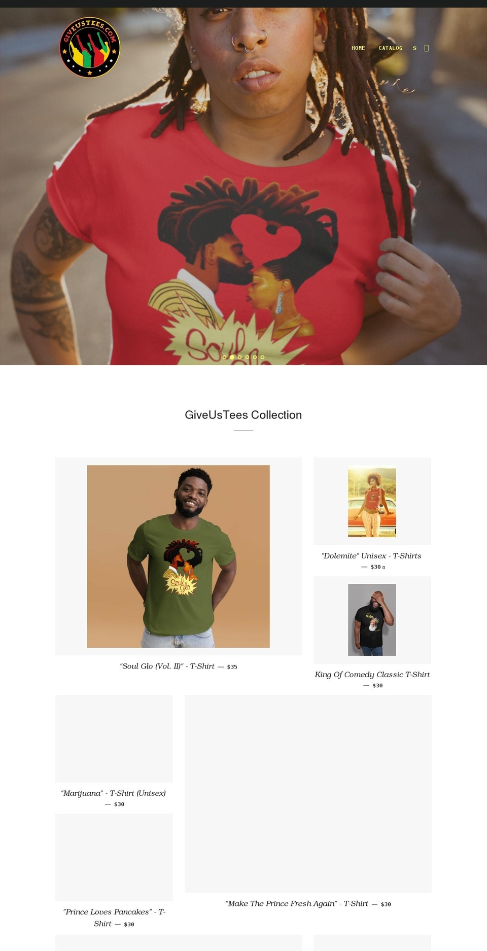 giveustees.com shopify website screenshot