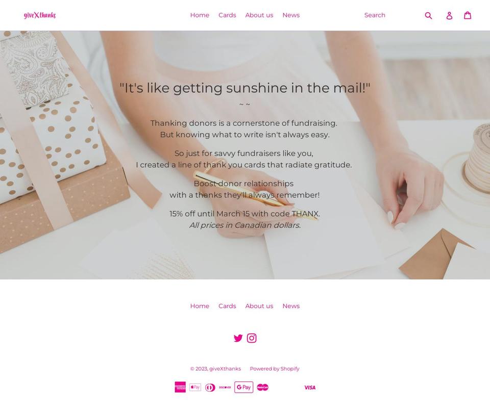 givexthanks.com shopify website screenshot