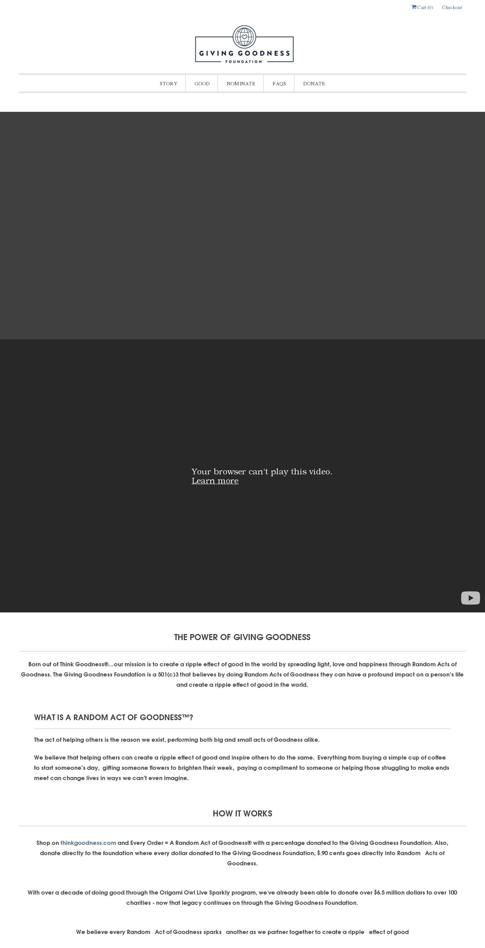 givinggoodnessfoundation.org shopify website screenshot