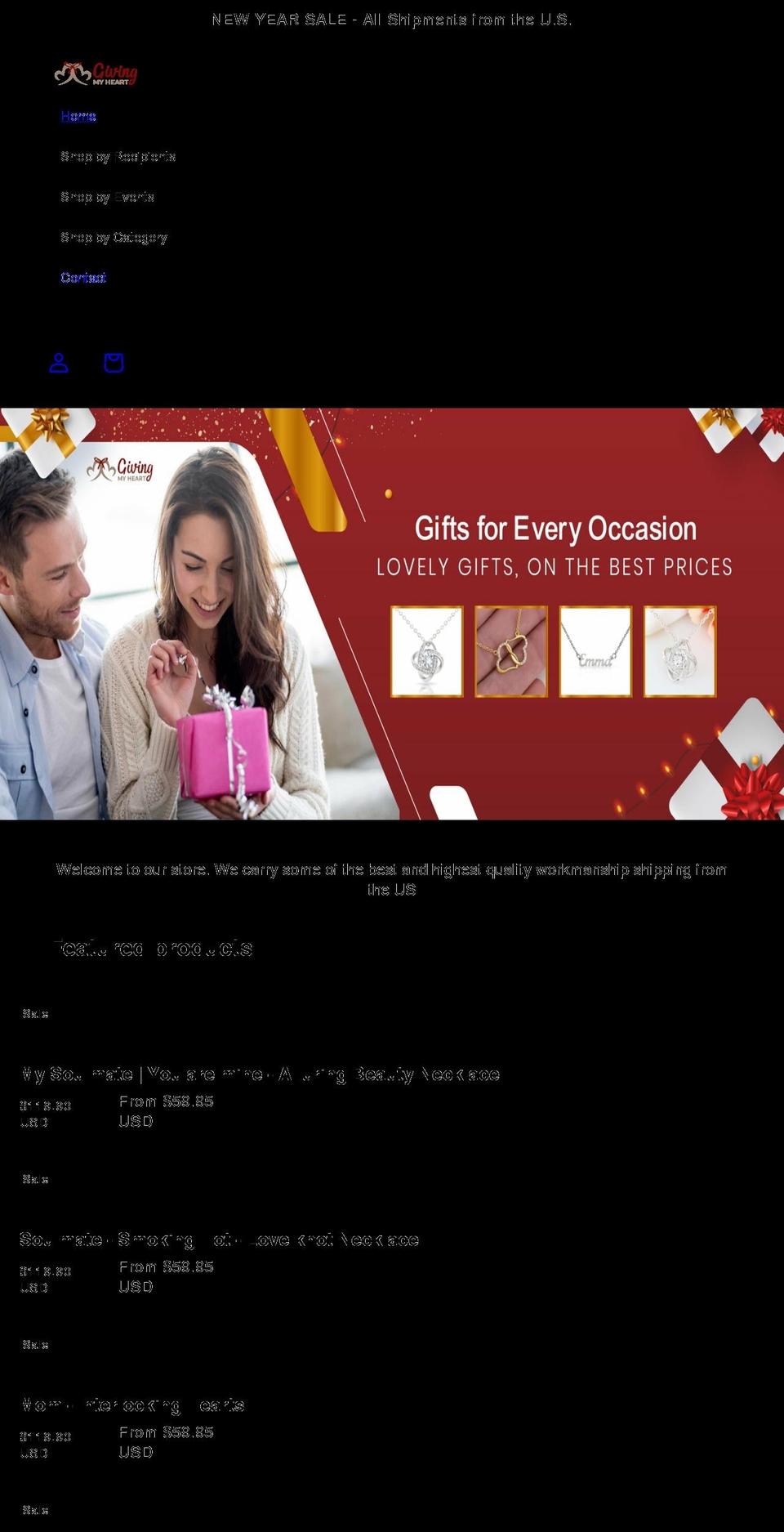 givingmyheart.com shopify website screenshot