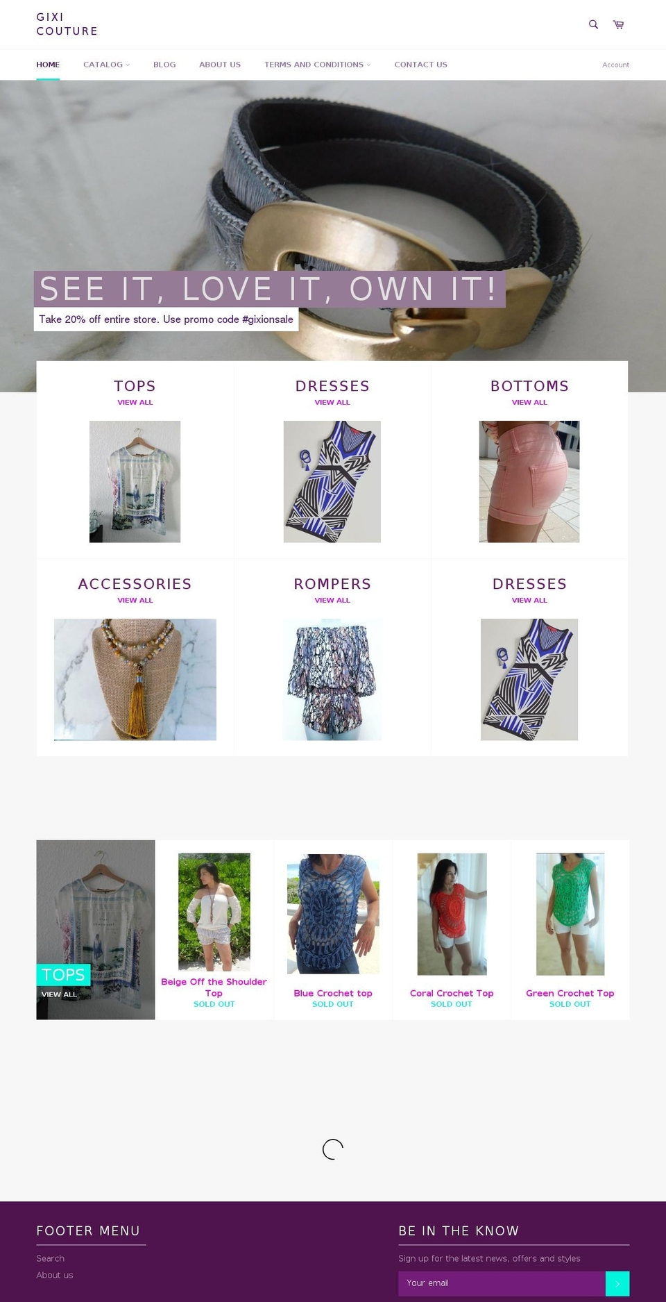 gixicouture.com shopify website screenshot