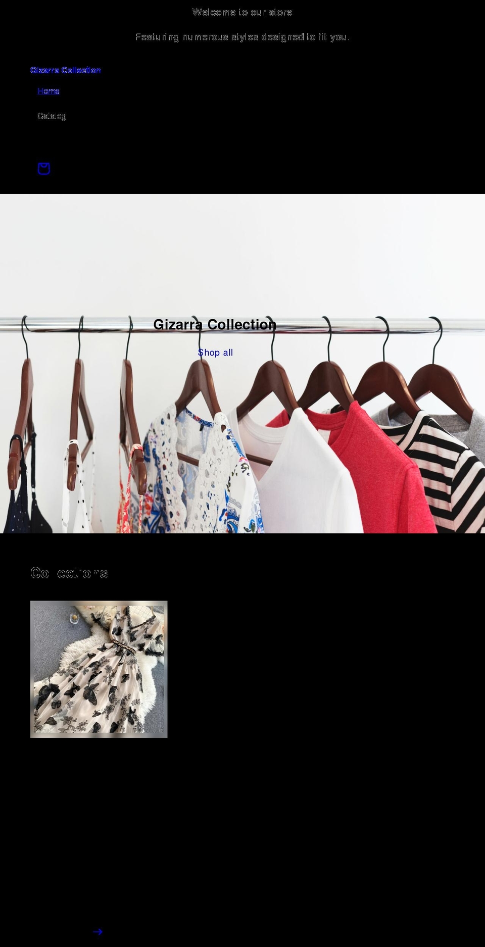 gizarracollection.com shopify website screenshot