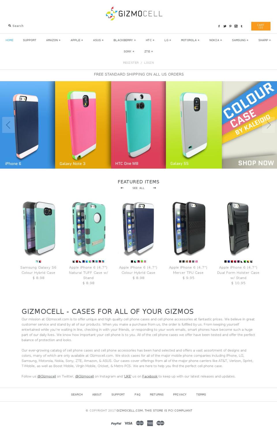 gizmocell.com shopify website screenshot