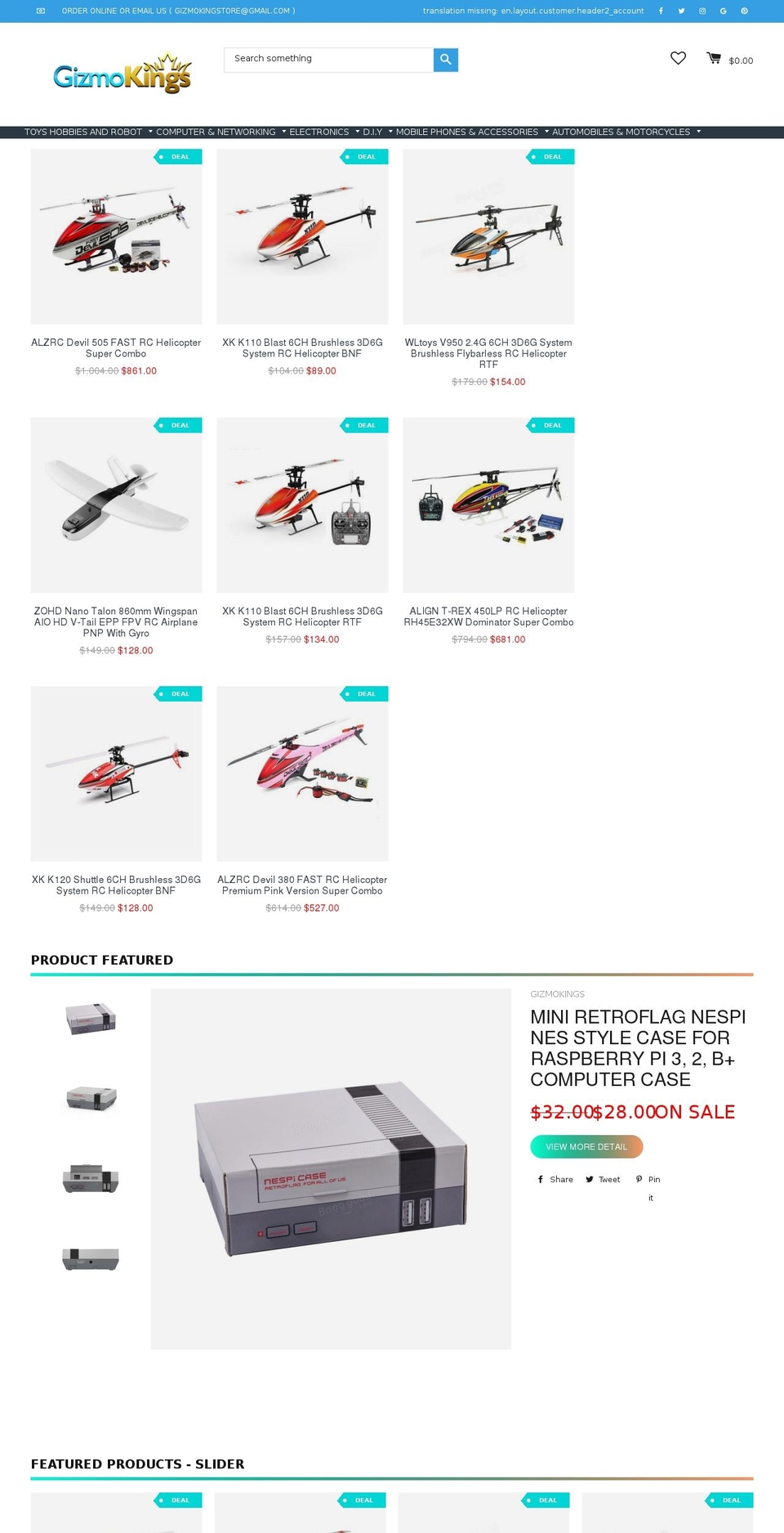 gizmokings.com shopify website screenshot