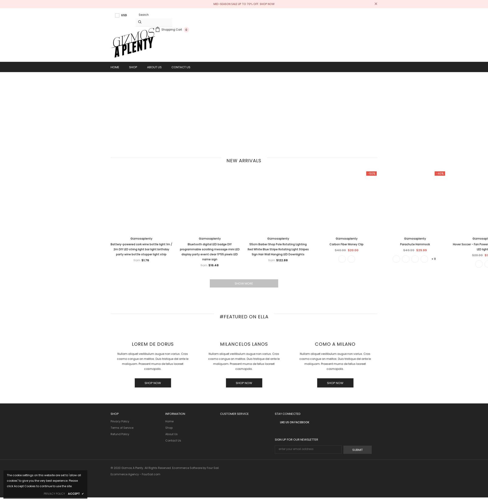 gizmosaplenty.com shopify website screenshot