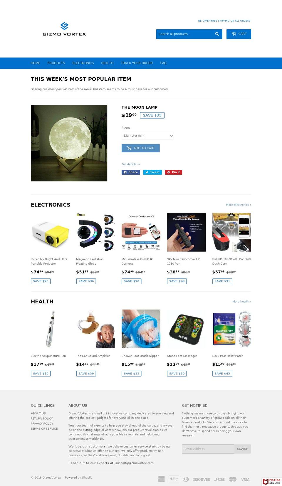 gizmovortex.com — Shopify storefront screenshot