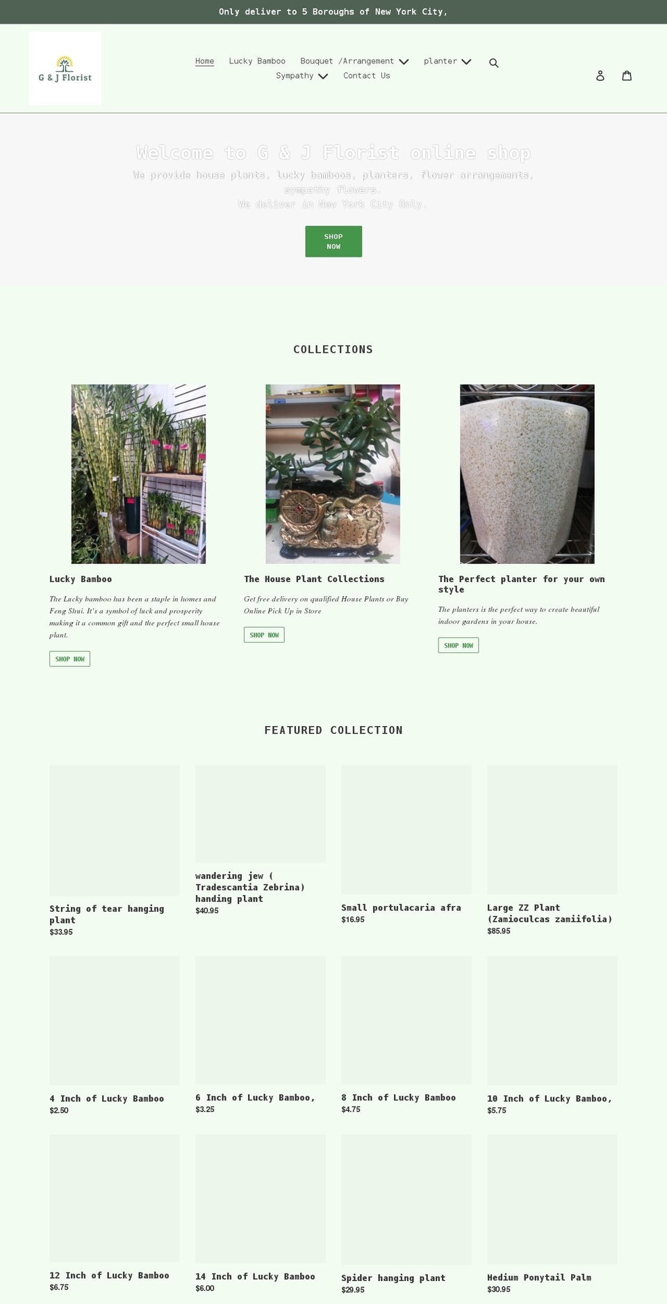 gjflorist.com shopify website screenshot