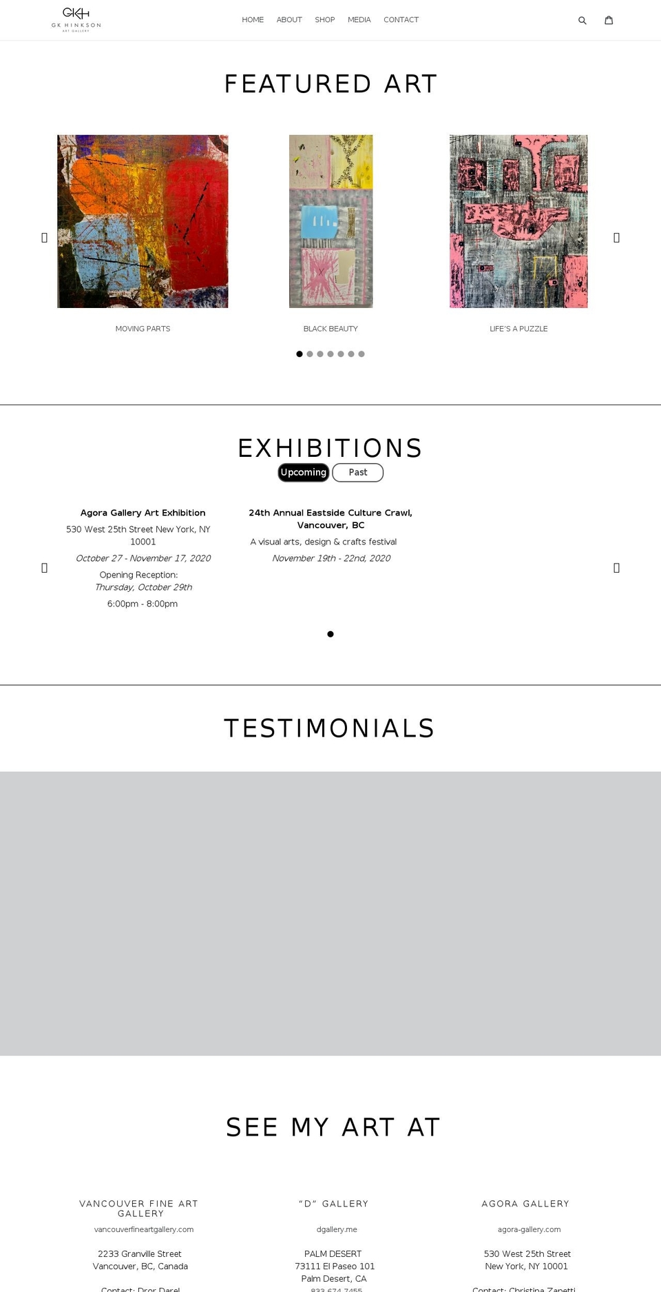 gkhartgallery.com — Shopify storefront screenshot