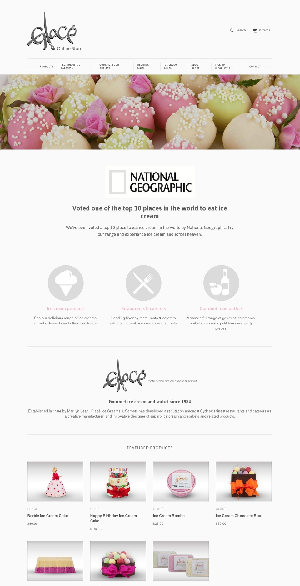 glace.com.au shopify website screenshot