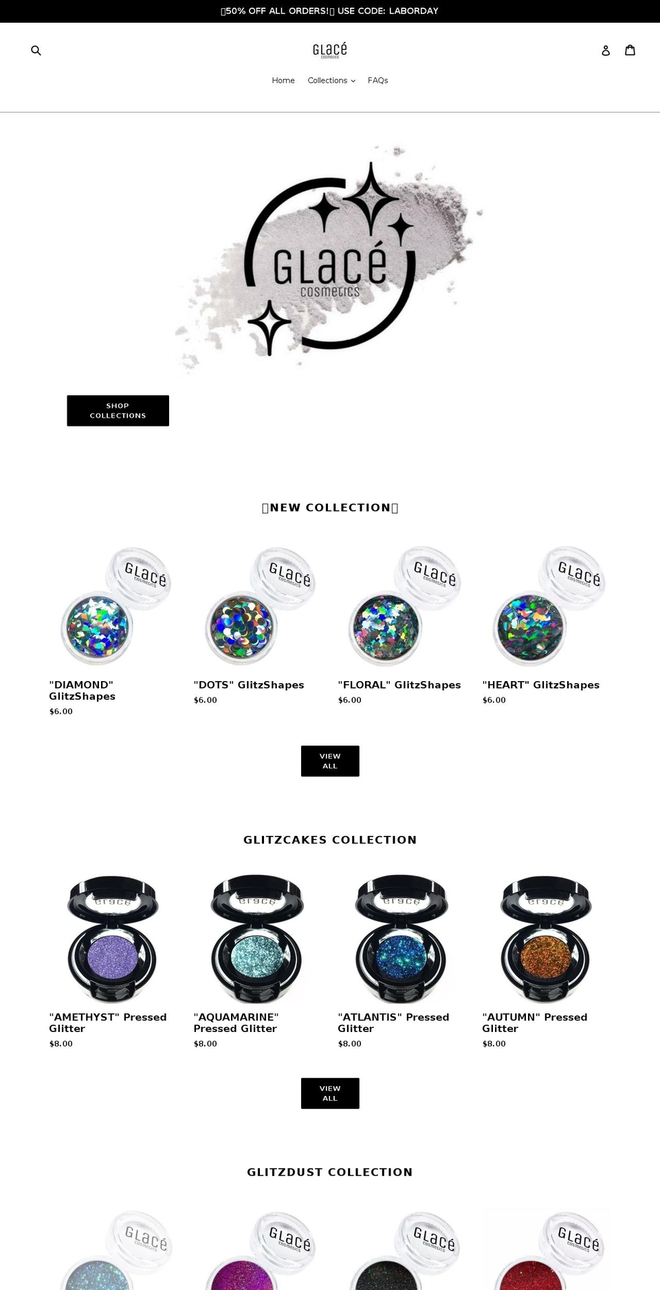 glacecosmetics.com — Shopify storefront screenshot