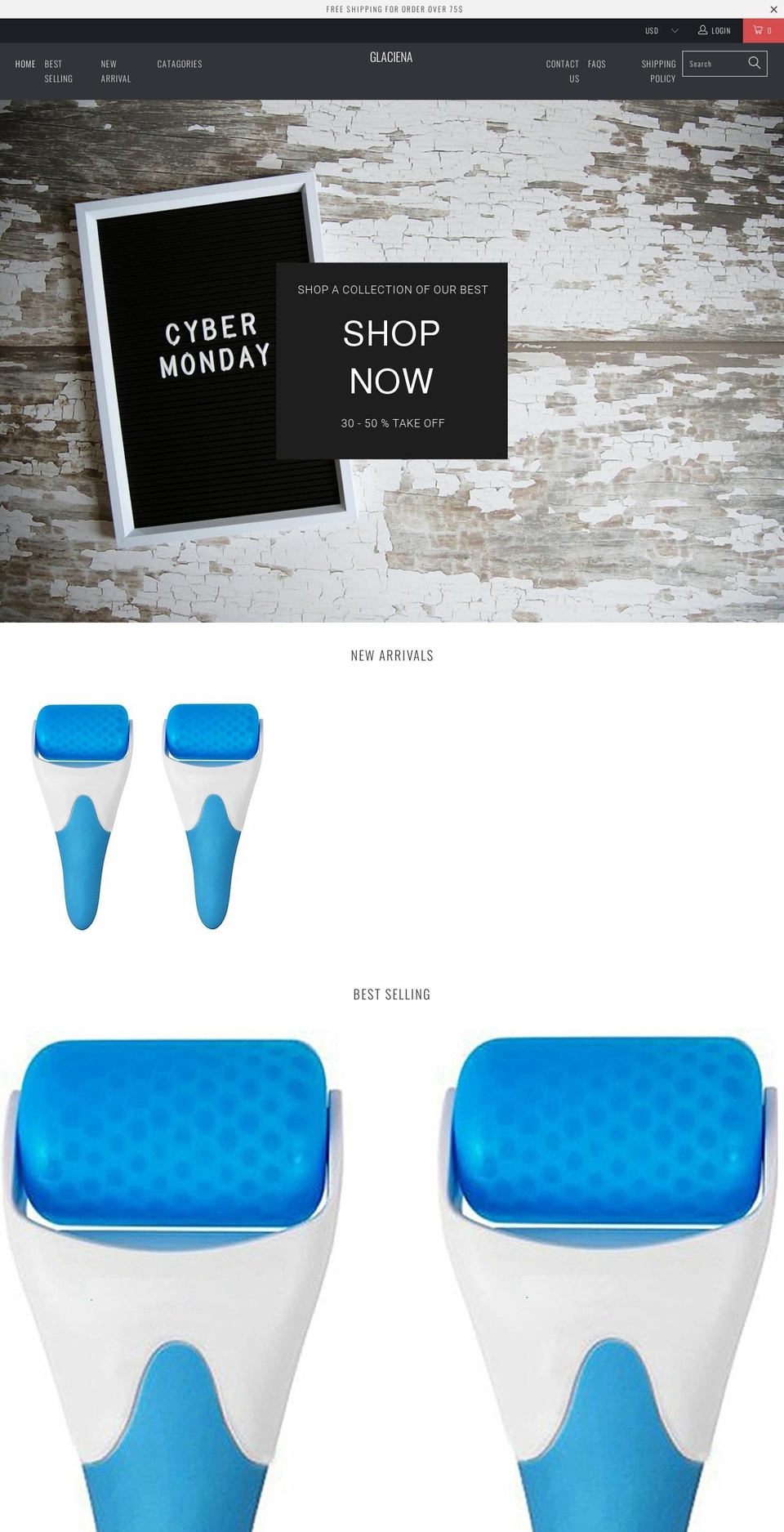 glaciena.com shopify website screenshot