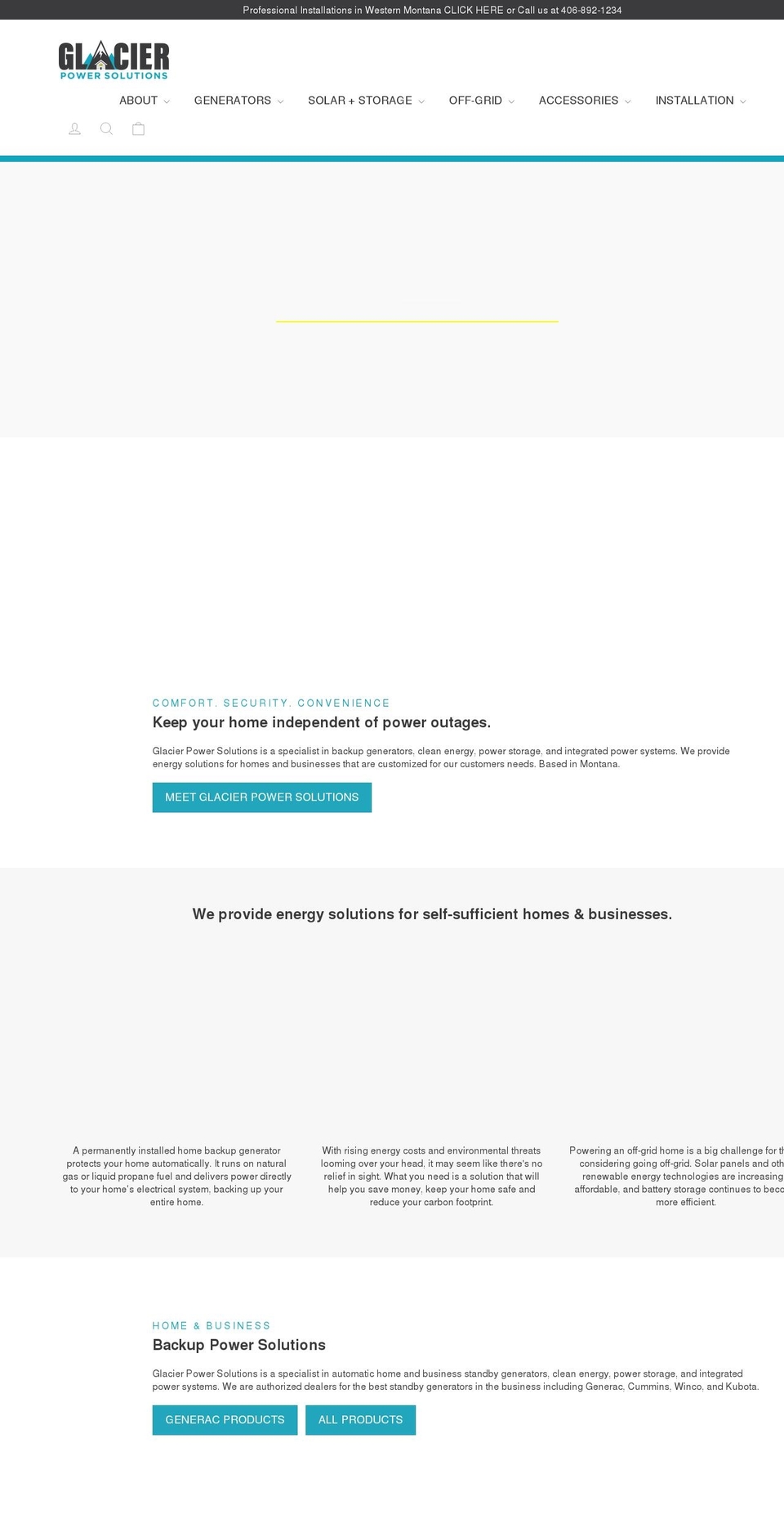 glacierpowersolutions.com shopify website screenshot