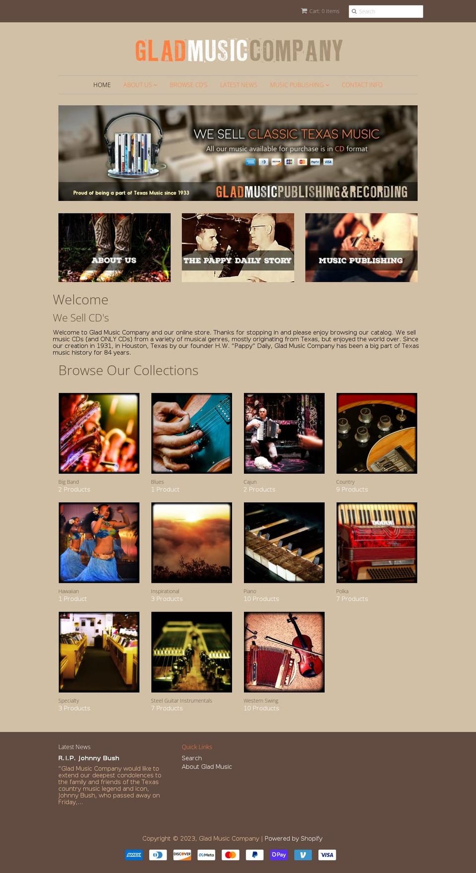 glad-music-publishing-and-recording.myshopify.com shopify website screenshot