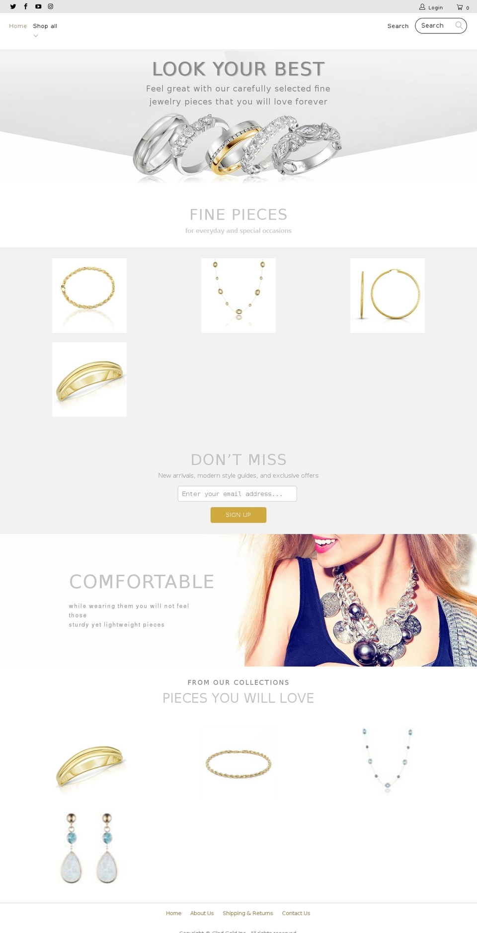 glad.gold shopify website screenshot