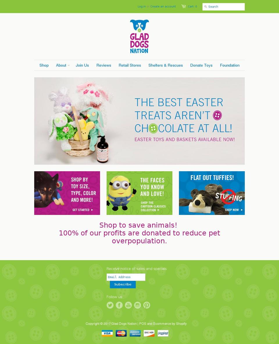 gladdogsnation.com shopify website screenshot