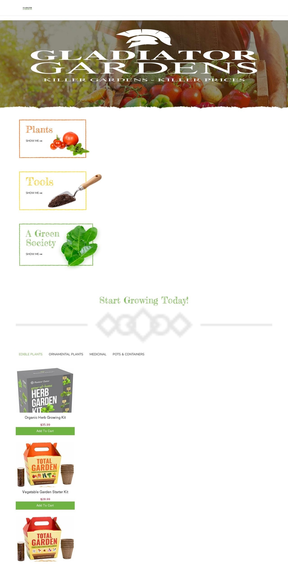 gladiatorgardens.com shopify website screenshot