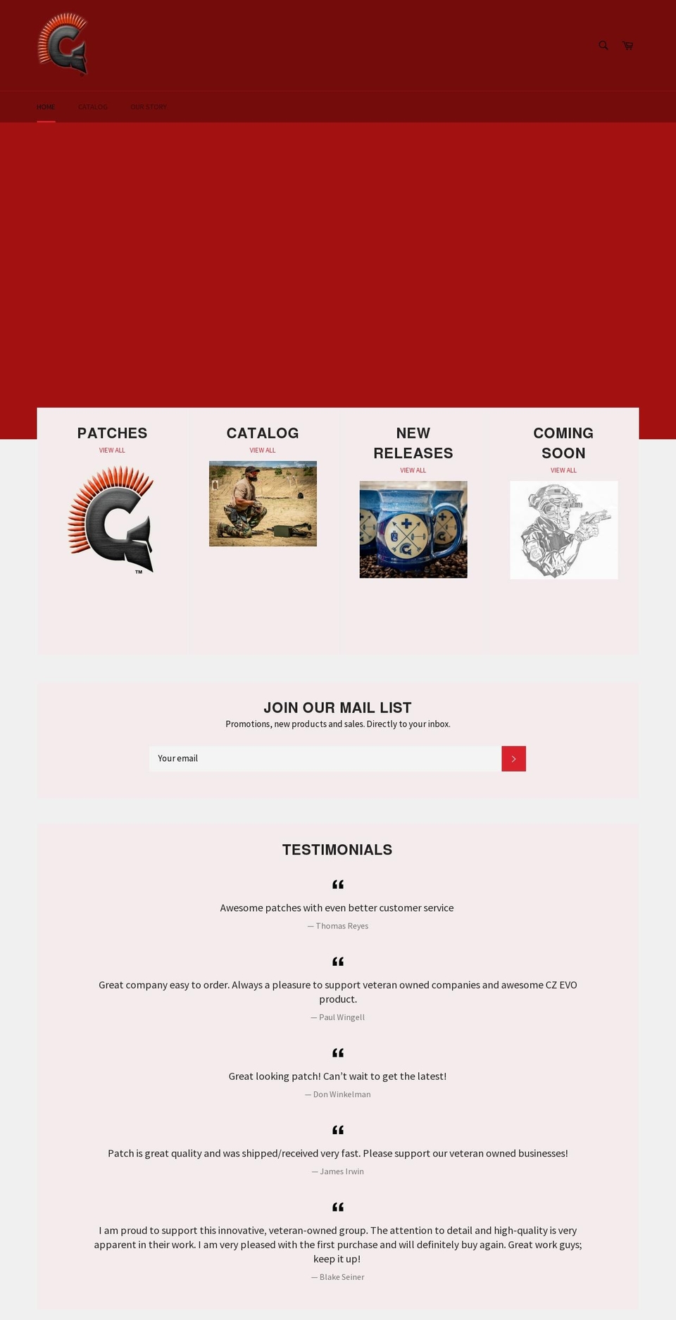 gladiatorgunz.com shopify website screenshot