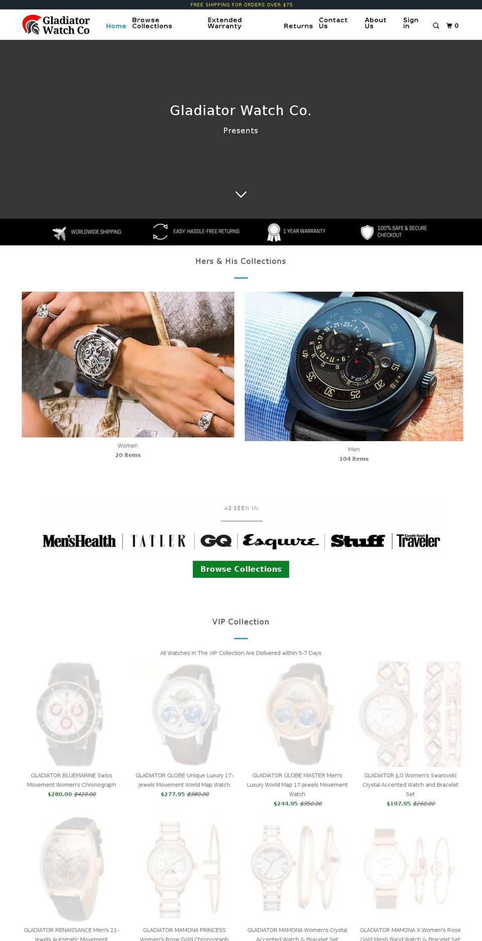 gladiatorwatches.myshopify.com shopify website screenshot