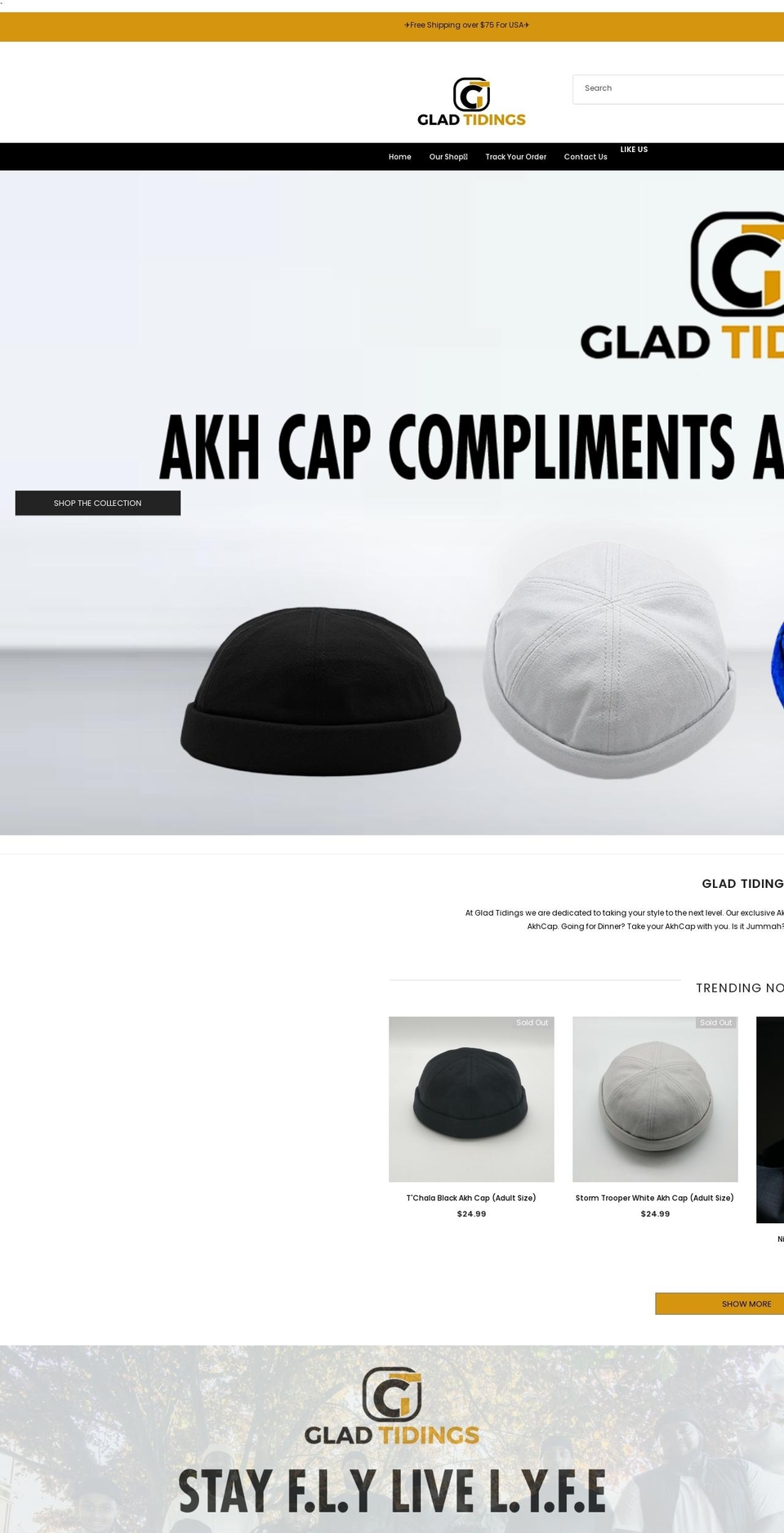 gladtidingsclothing.com shopify website screenshot