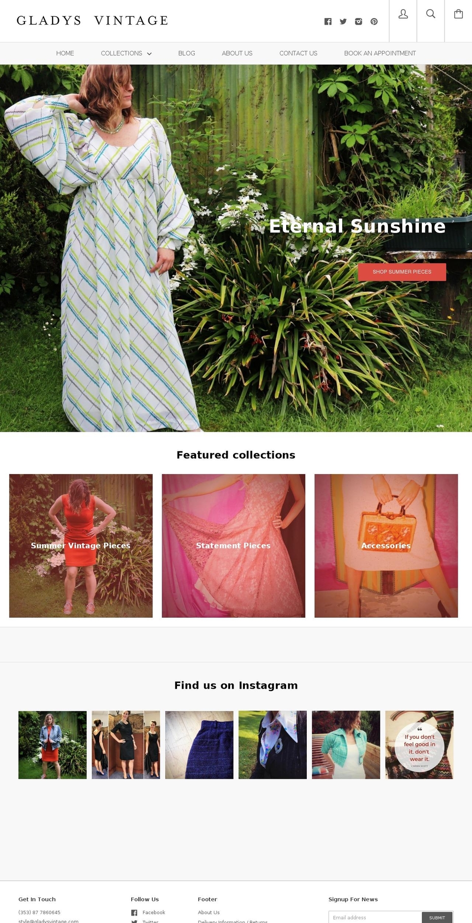 gladysvintage.ie shopify website screenshot