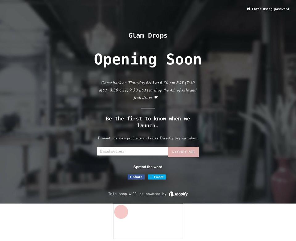 glam-drops.com shopify website screenshot