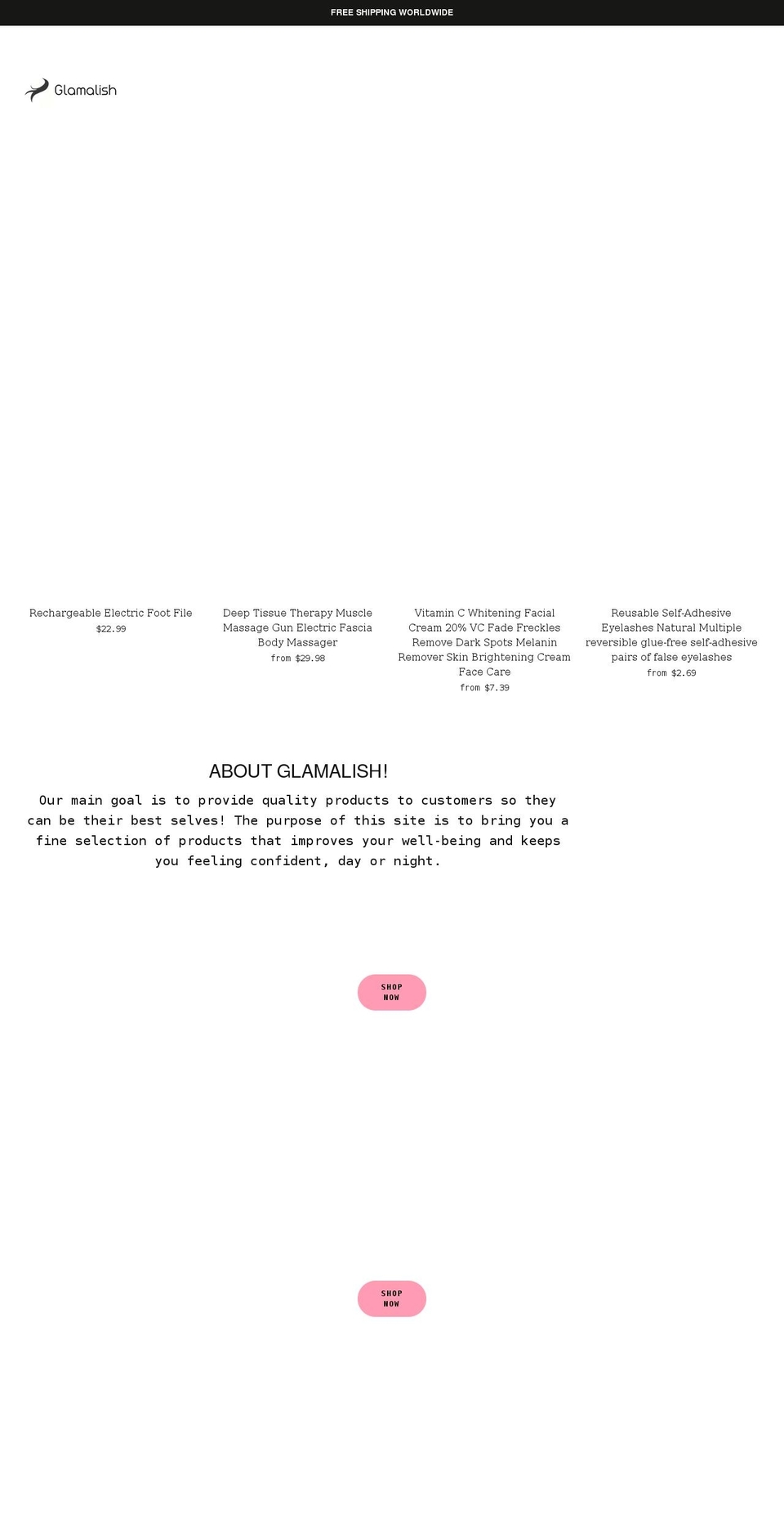 Exclusive Shopify theme site example glamalish.com