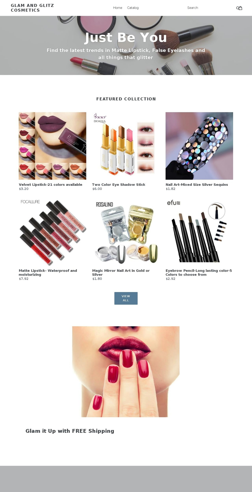 glamandglitz.net shopify website screenshot