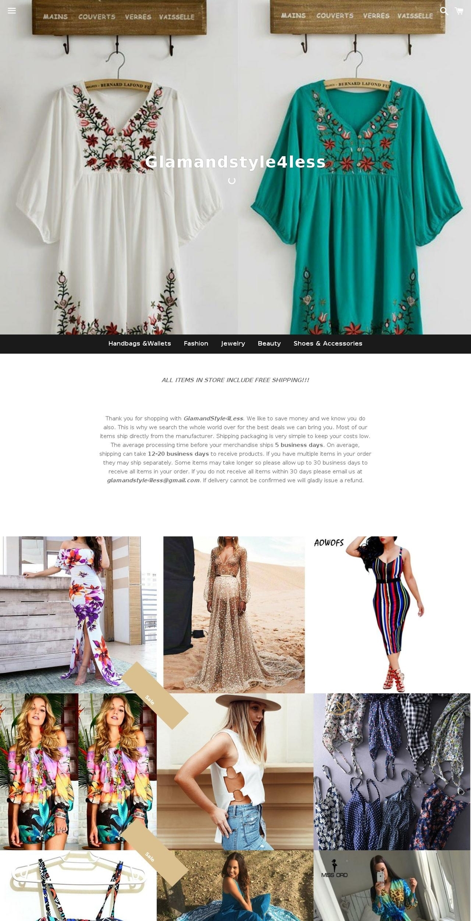glamandstyle4less.com — Shopify storefront screenshot