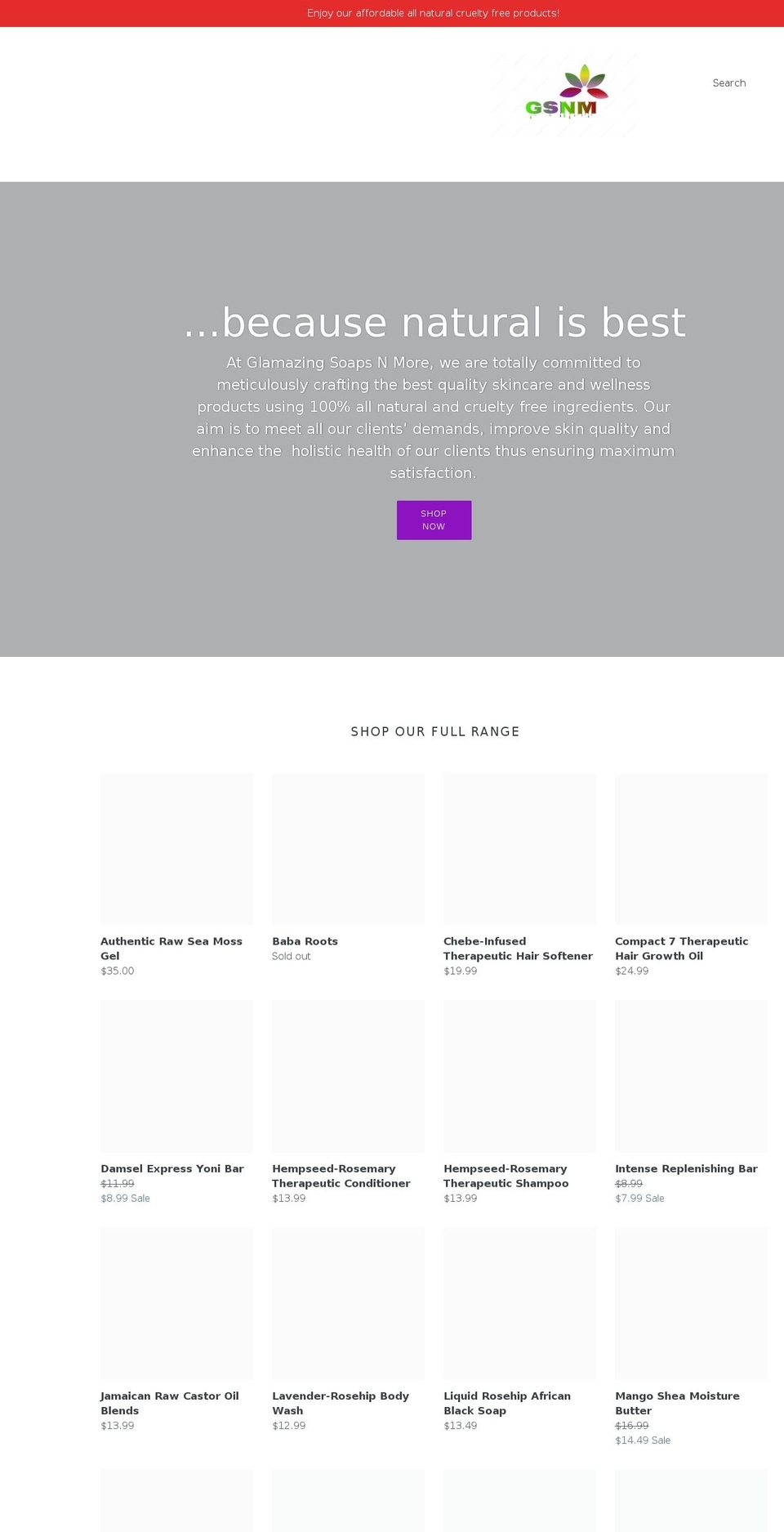 glamazingsoaps.com shopify website screenshot