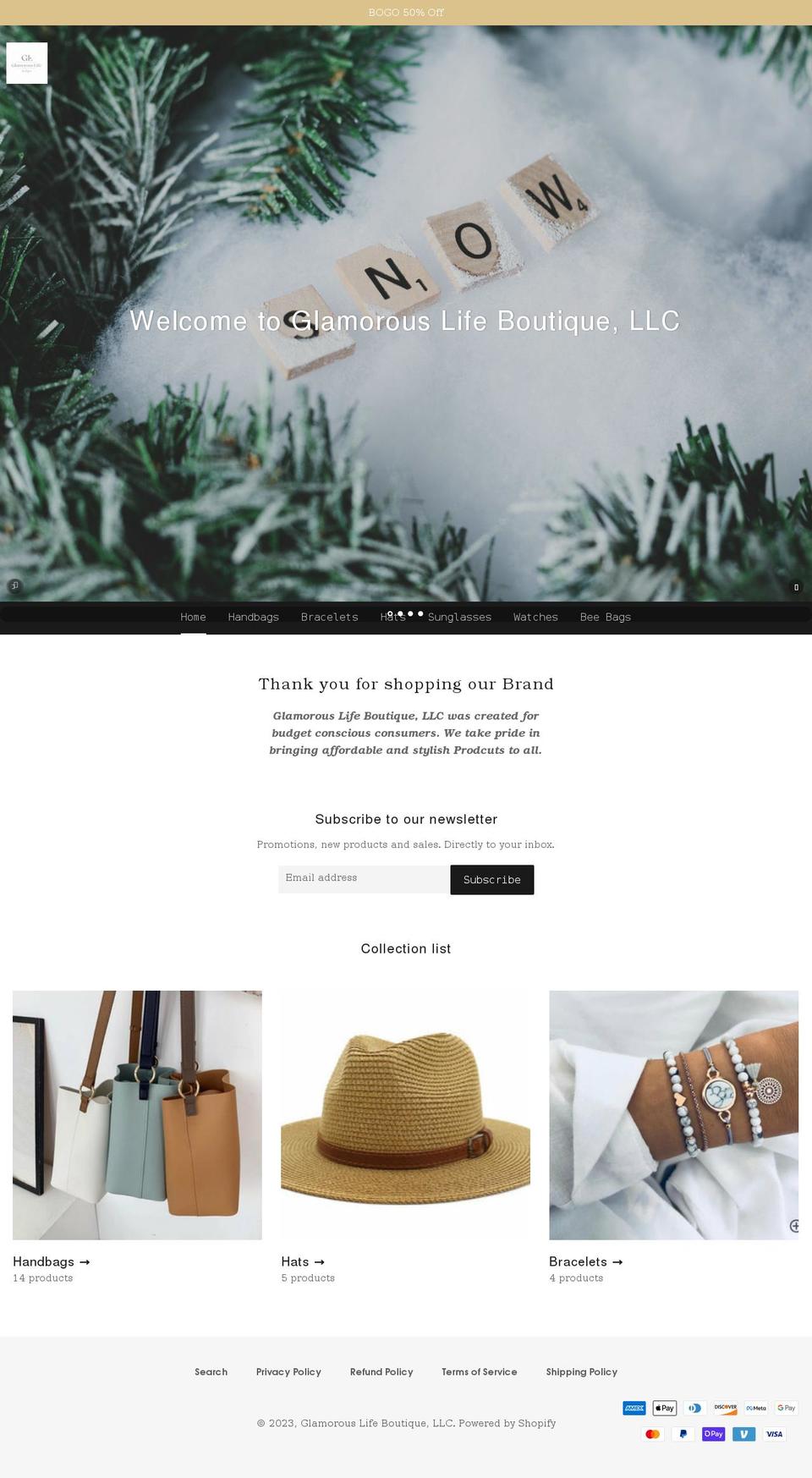 glambags.net shopify website screenshot