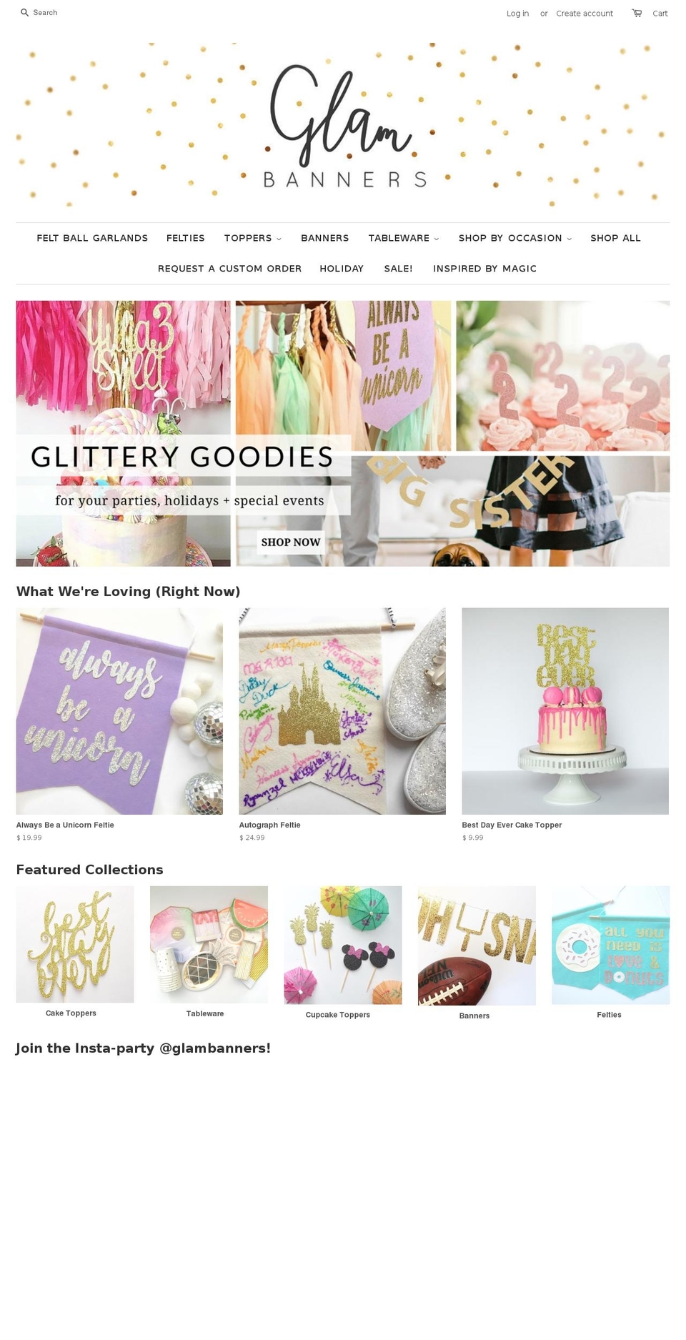 glambanners.com shopify website screenshot