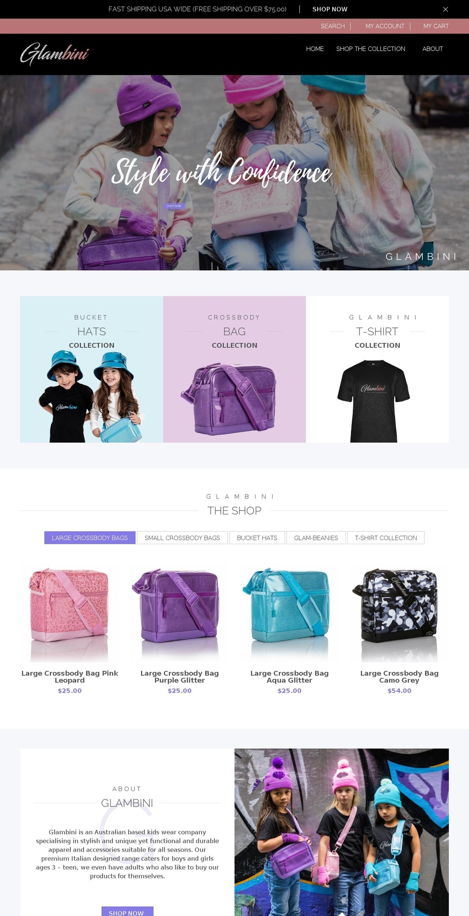 glambini.co shopify website screenshot
