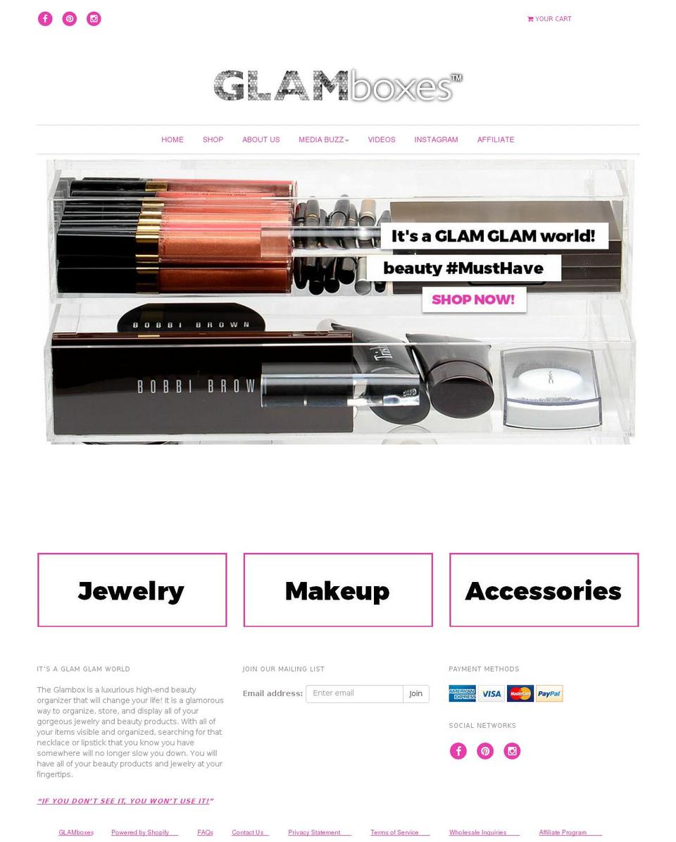 glamboard.com shopify website screenshot