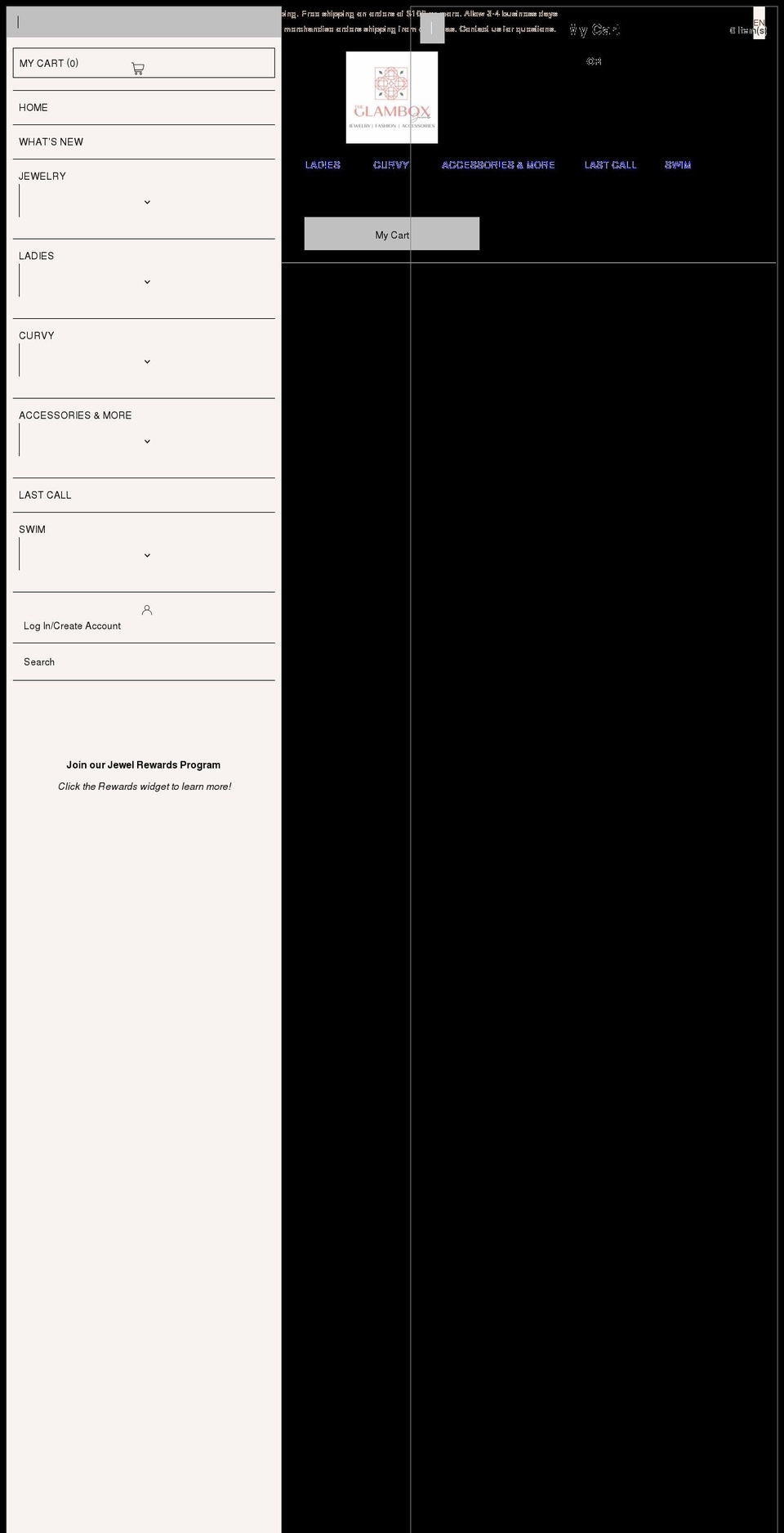 glamboxjewels.com shopify website screenshot