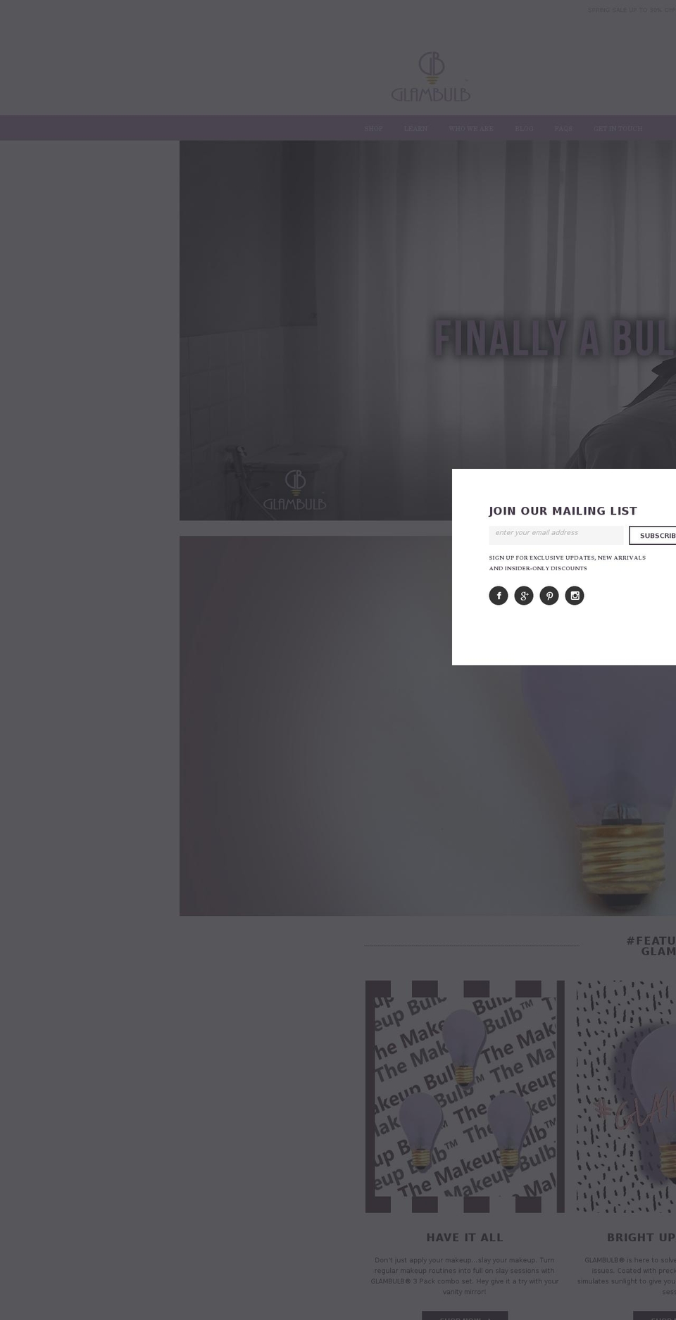 glambulb-final-theme Shopify theme site example glambulb.com