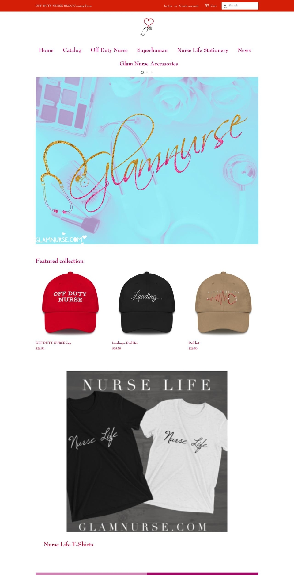 glamcodeatthenursesstation.com — Shopify storefront screenshot