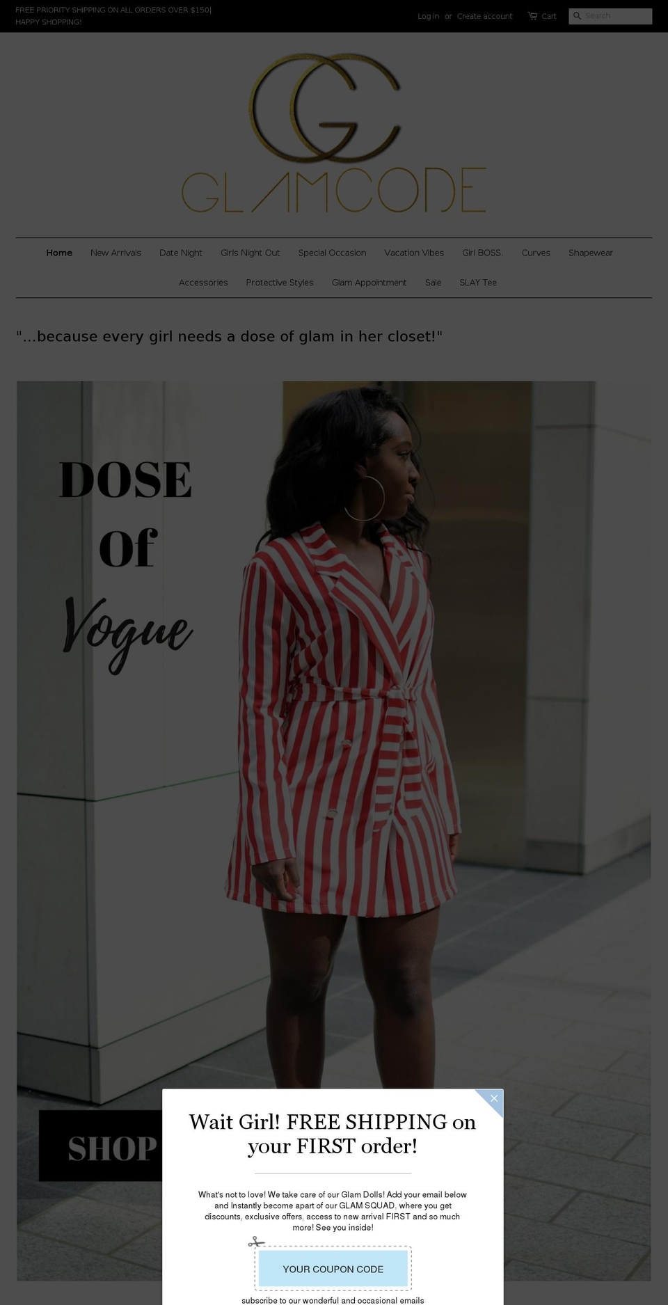 glamcodeboutique.com — Shopify storefront screenshot