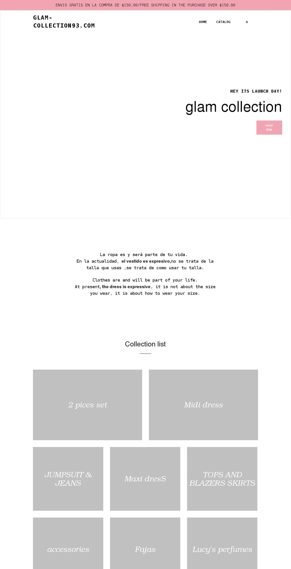 glamcollection93.com shopify website screenshot