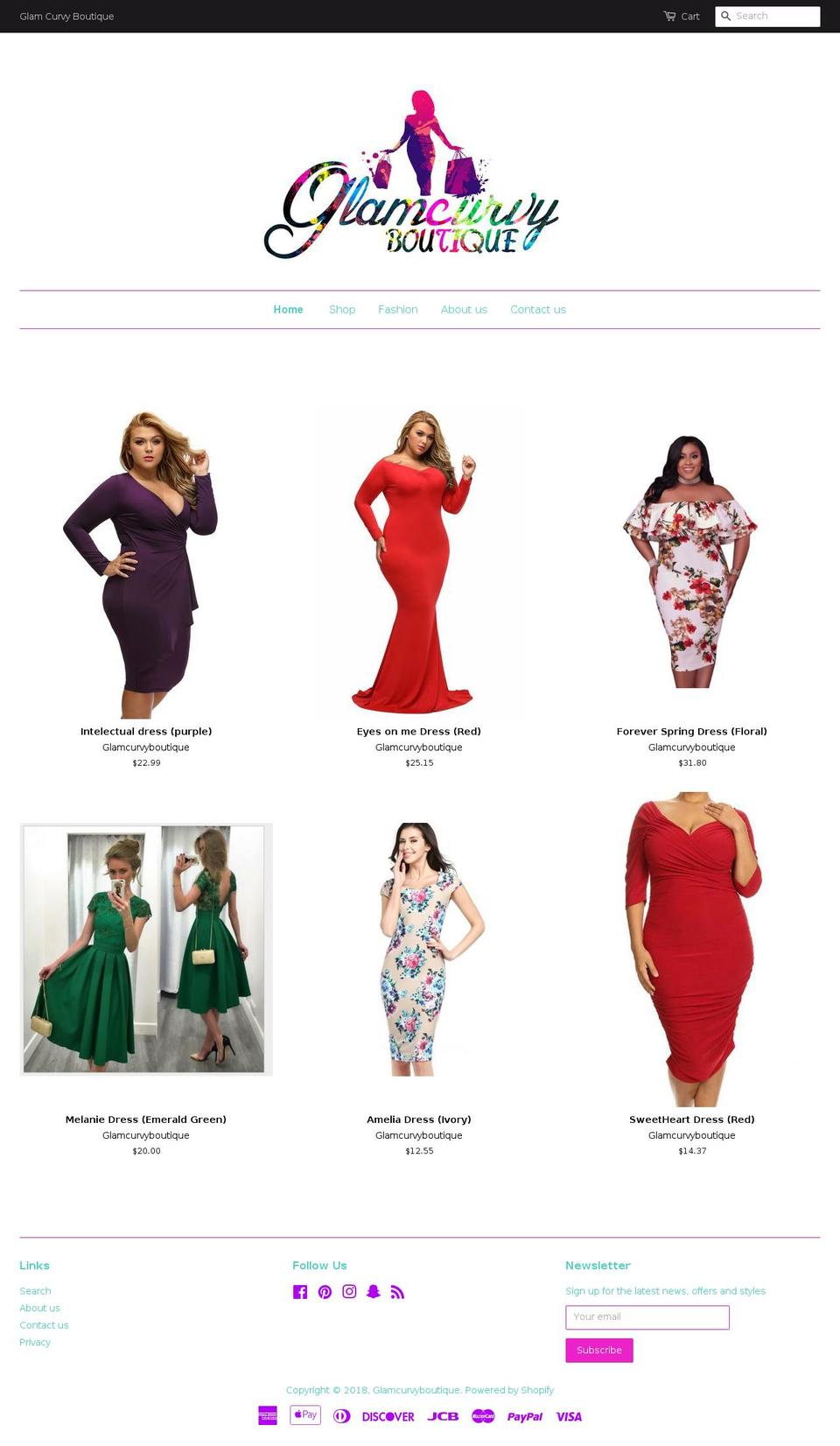 glamcurvyboutique.com — Shopify storefront screenshot
