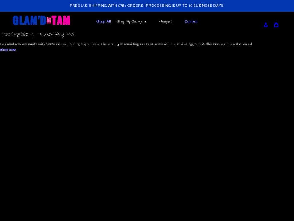 glamdbytam.com shopify website screenshot