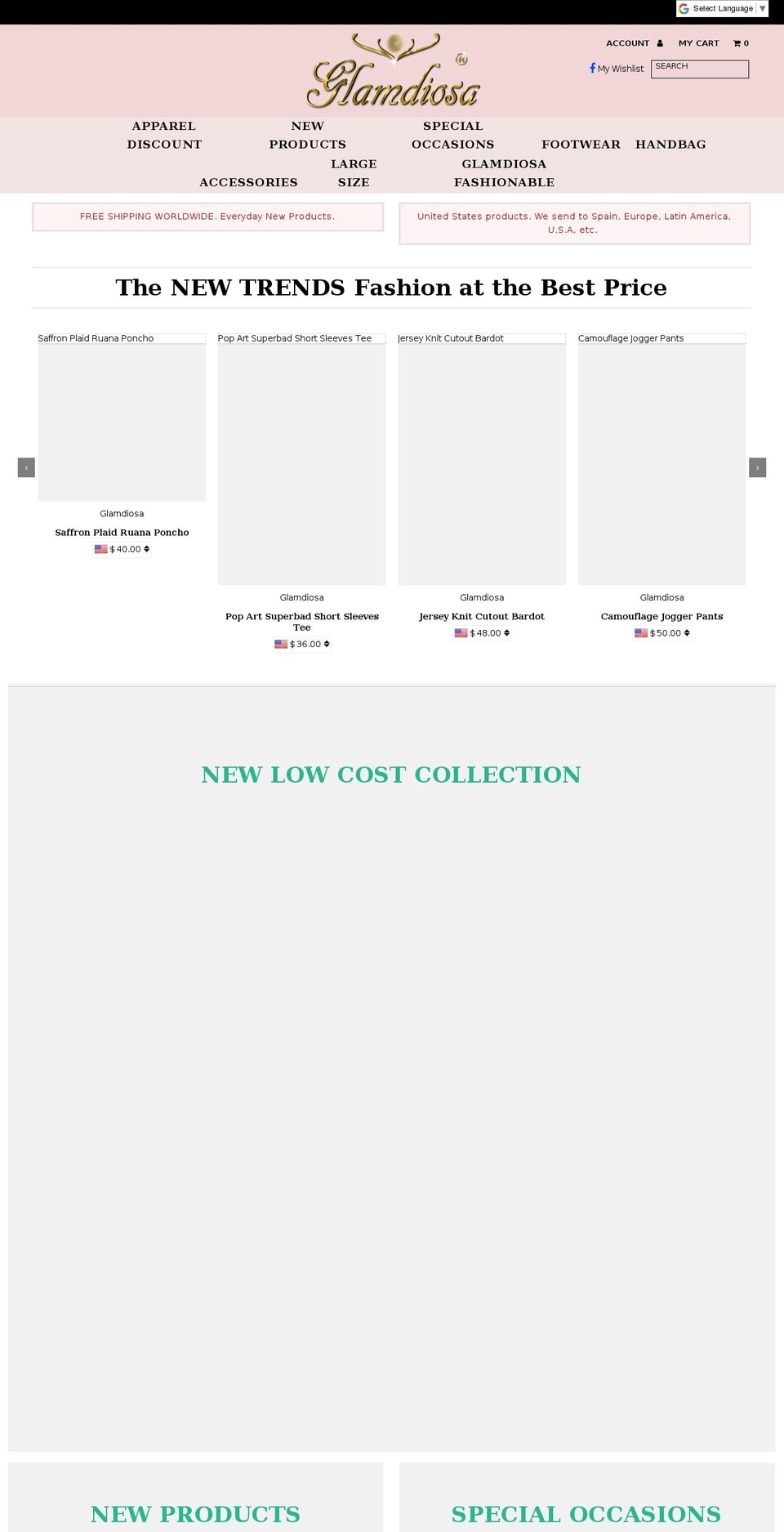 glamdiosa.com shopify website screenshot