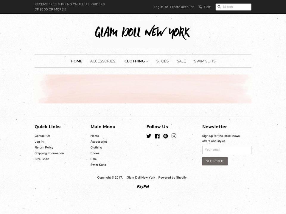 glamdollnewyork.com shopify website screenshot
