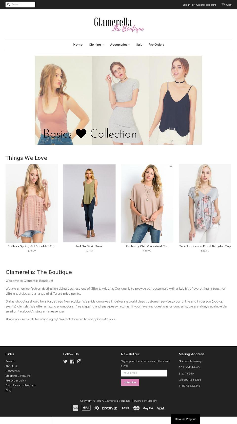 glamerella.com shopify website screenshot