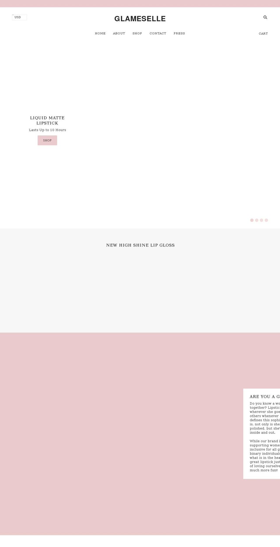 glameselle.com shopify website screenshot