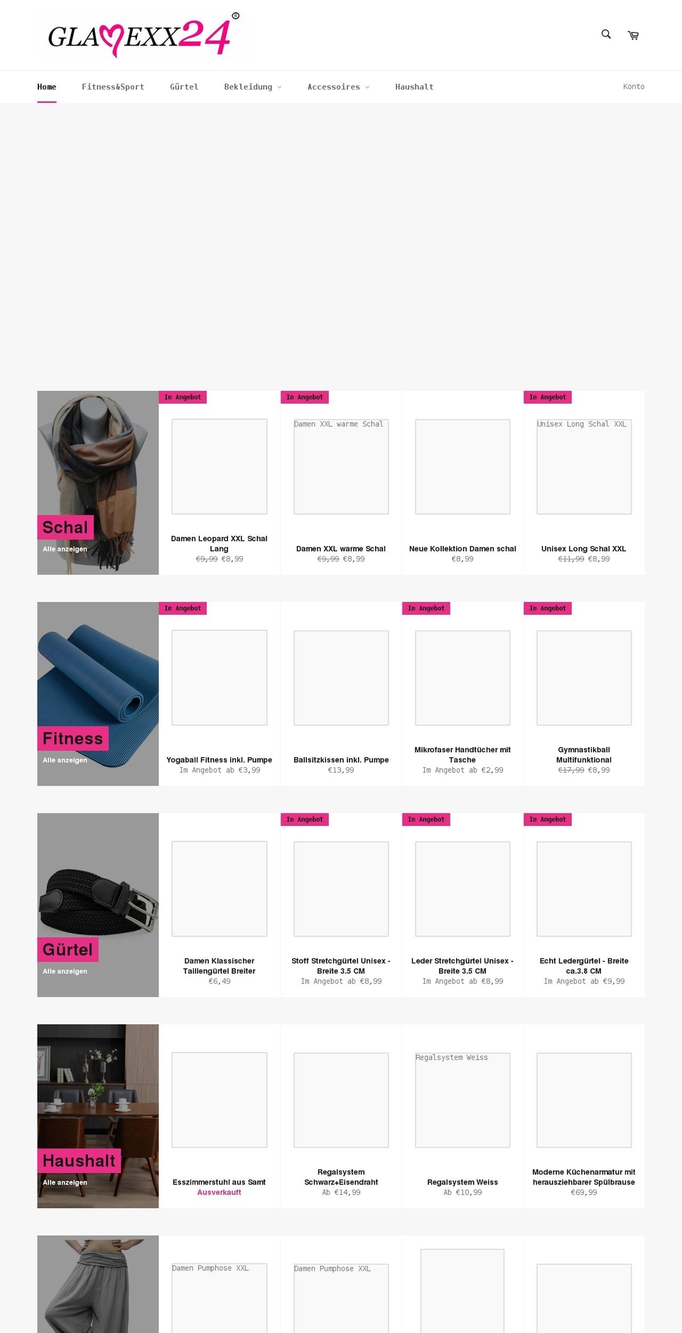 glamexx24.com shopify website screenshot