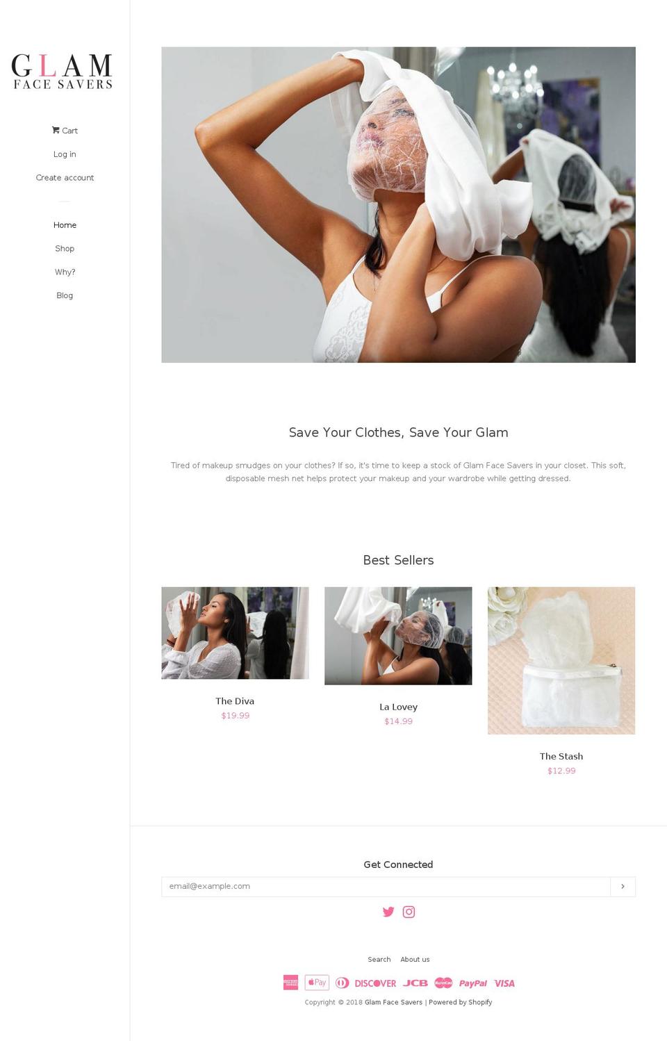 glamfacesavers.com — Shopify storefront screenshot