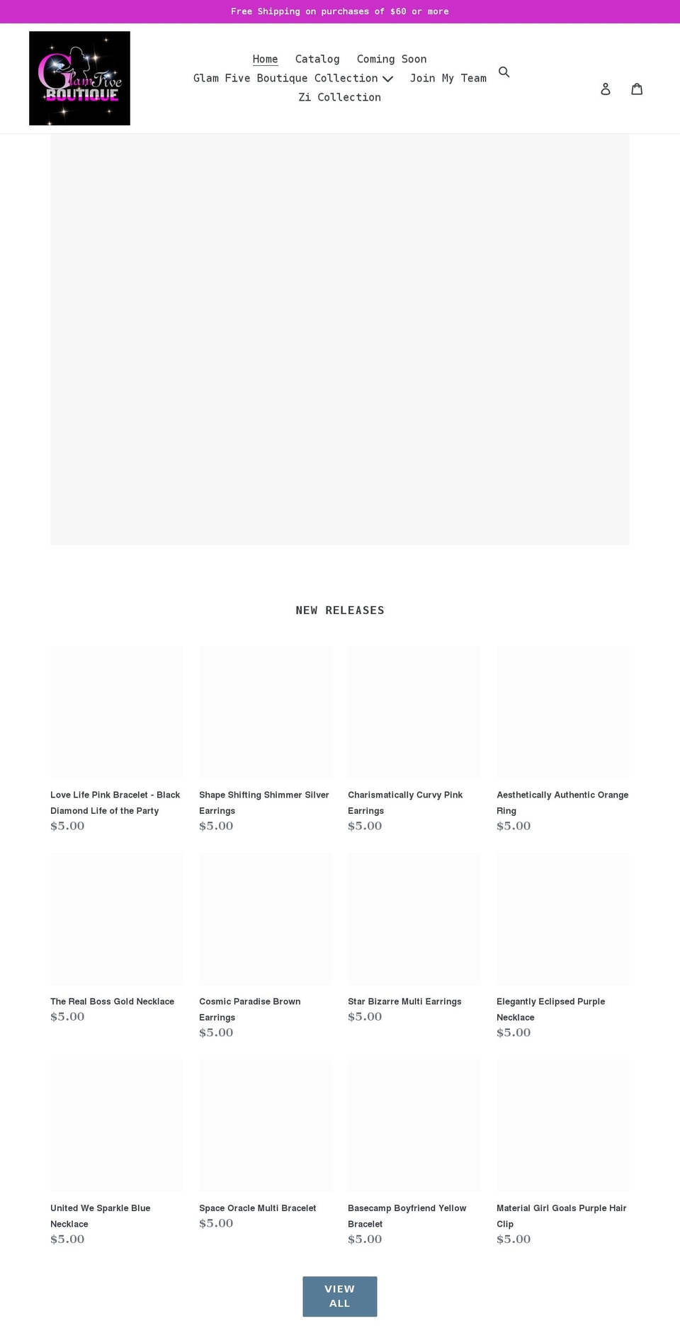 glamfiveboutique.com shopify website screenshot