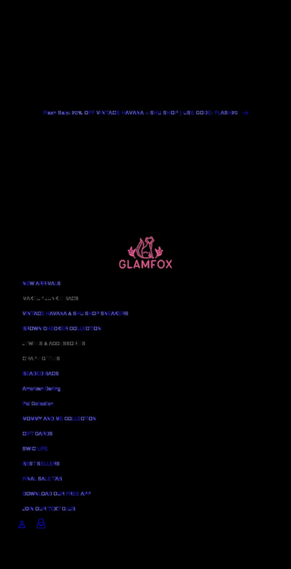 glamfoxboutique.com — Shopify storefront screenshot
