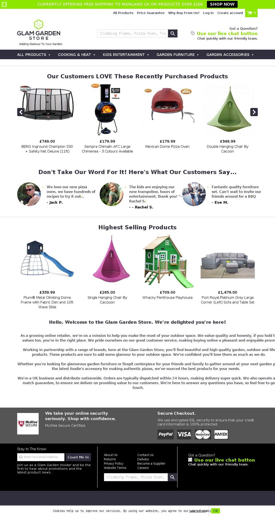 glamgardenstore.com — Shopify storefront screenshot
